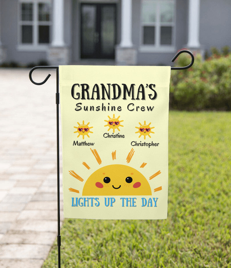 Personalized Grandma's Sunshine Crew Garden Flag