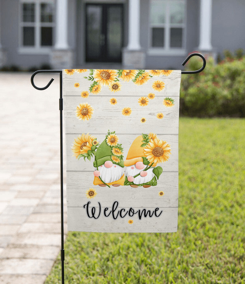 Welcome Gnomes Garden Flag