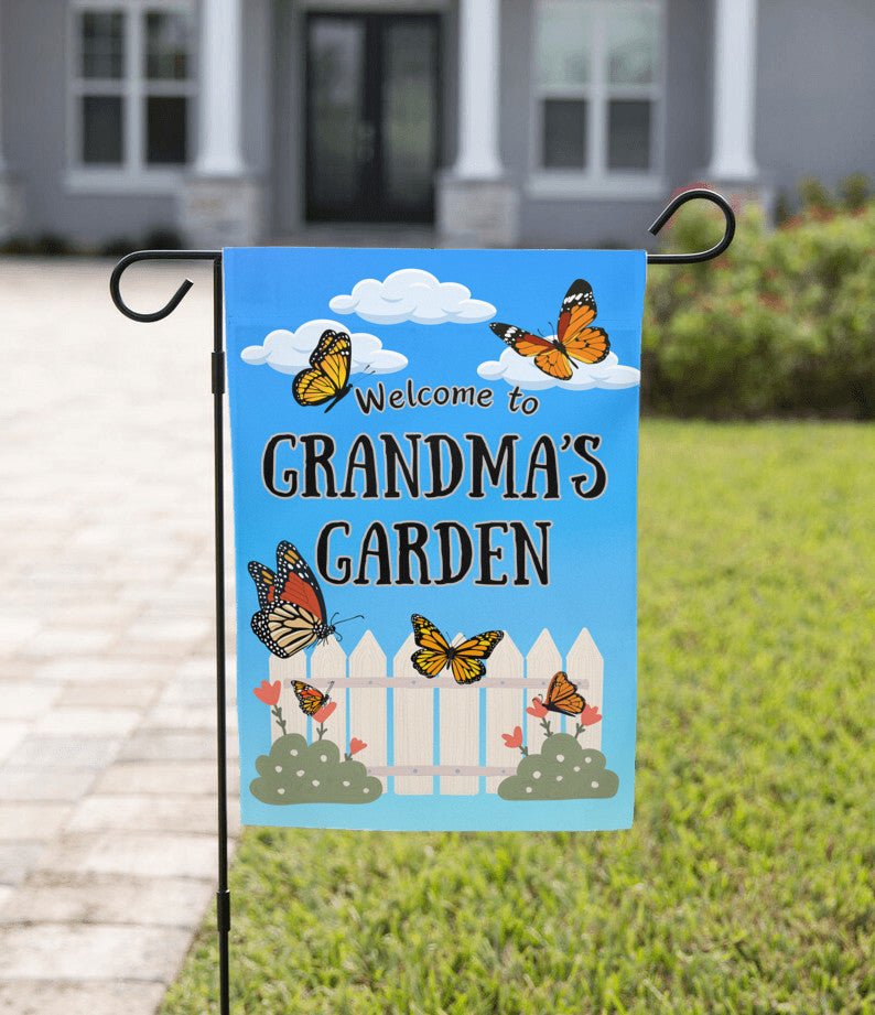 Welcome to Grandma's Garden Butterflies Garden Flag