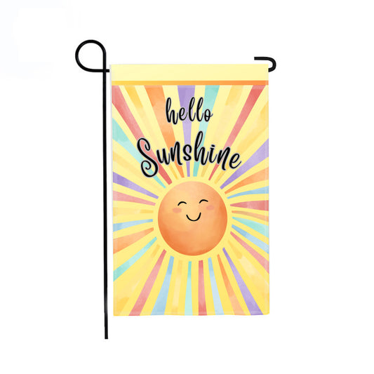 Hello Sunshine Sun Garden Flag