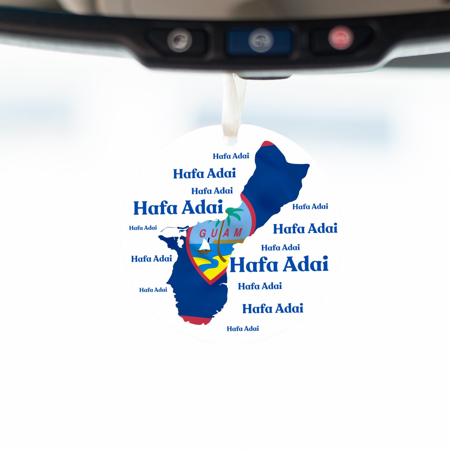 Guam Island Map with Guam Seal Hafa Adai Round Plastic Car Ornament