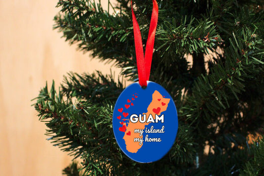 Guam Island My Island My Home Oval Aluminum Ornament