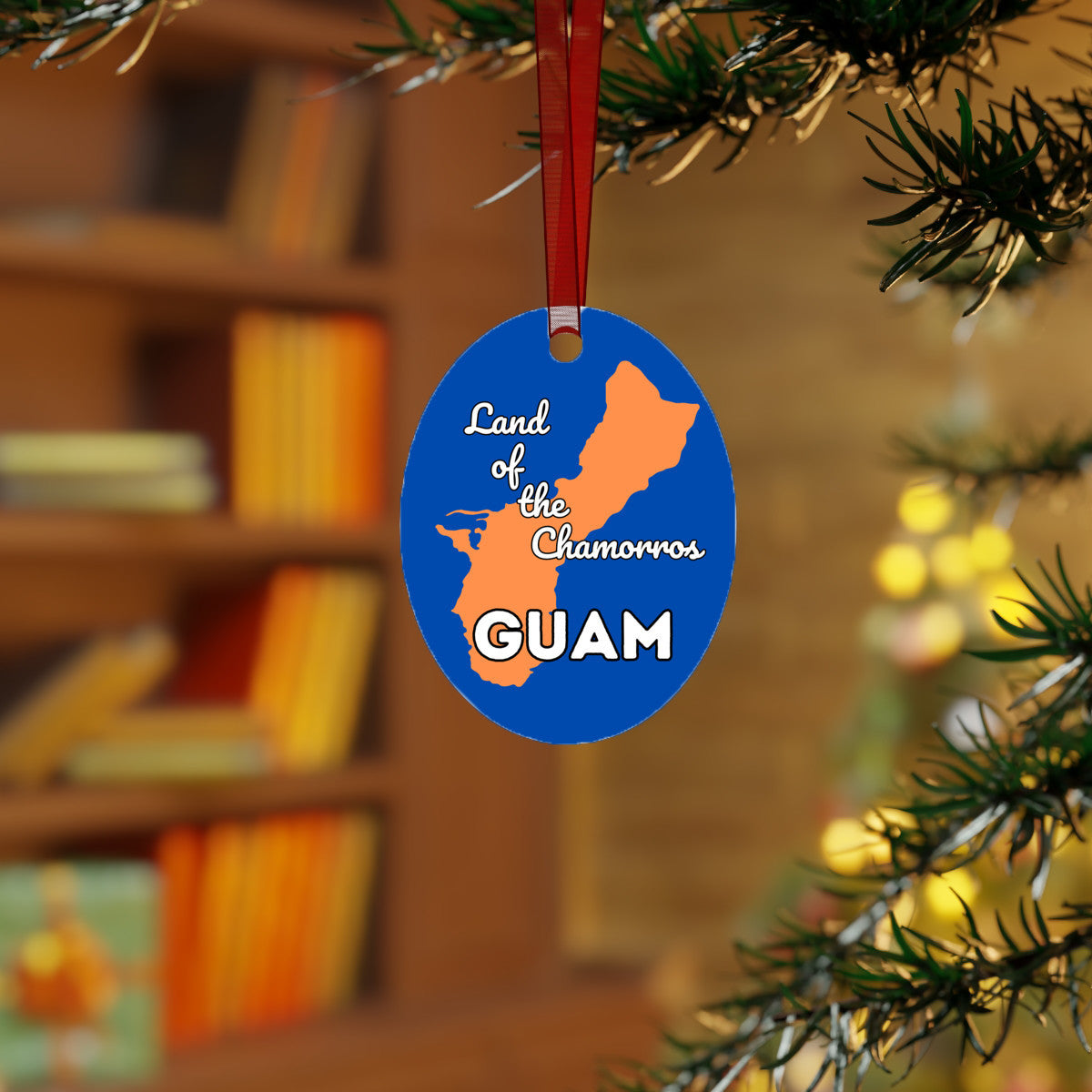 Guam Island Land of the Chamorros Oval Aluminum Ornament