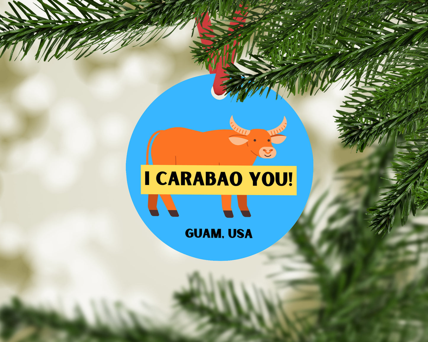 Guam "I Carabao You!" Round Metal Ornament