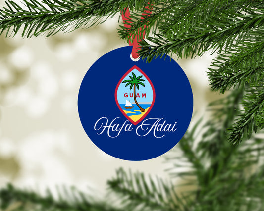 Guam Seal Hafa Adai Round Metal Christmas Ornament