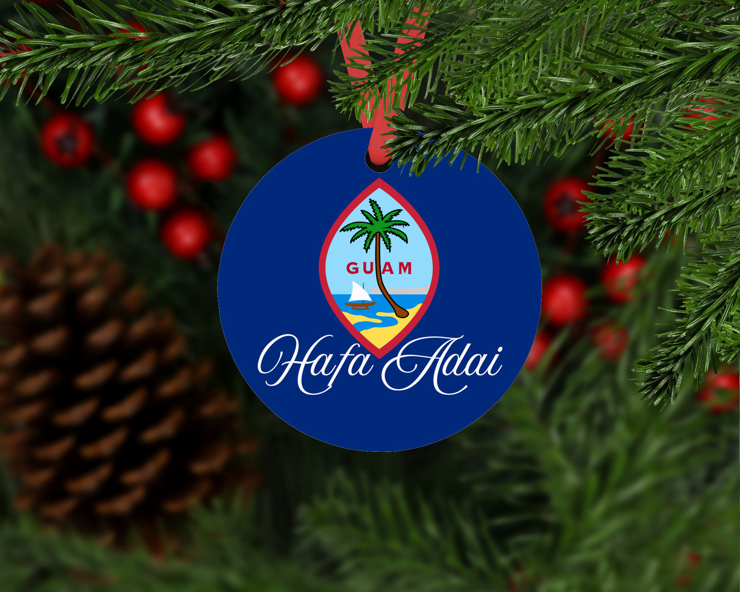 Guam Seal Hafa Adai Round Metal Christmas Ornament