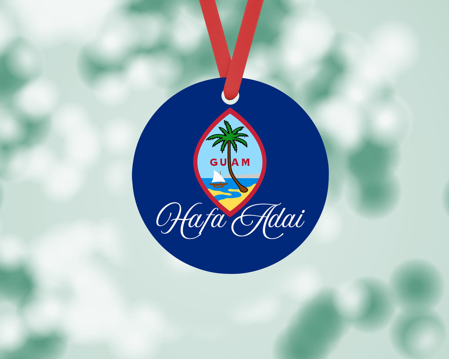 Guam Seal Hafa Adai Round Metal Christmas Ornament