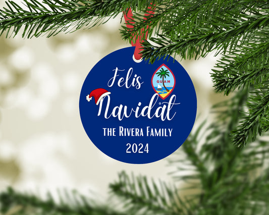 Personalized Christmas Ornament Felis Navidat Guam Seal