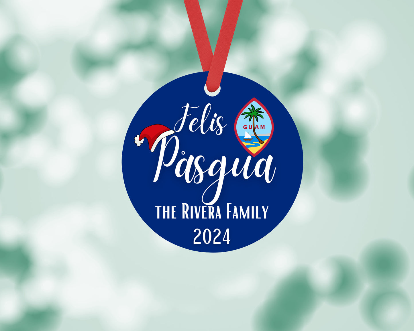 Personalized Christmas Ornament Felis Pasgua with Guam Seal