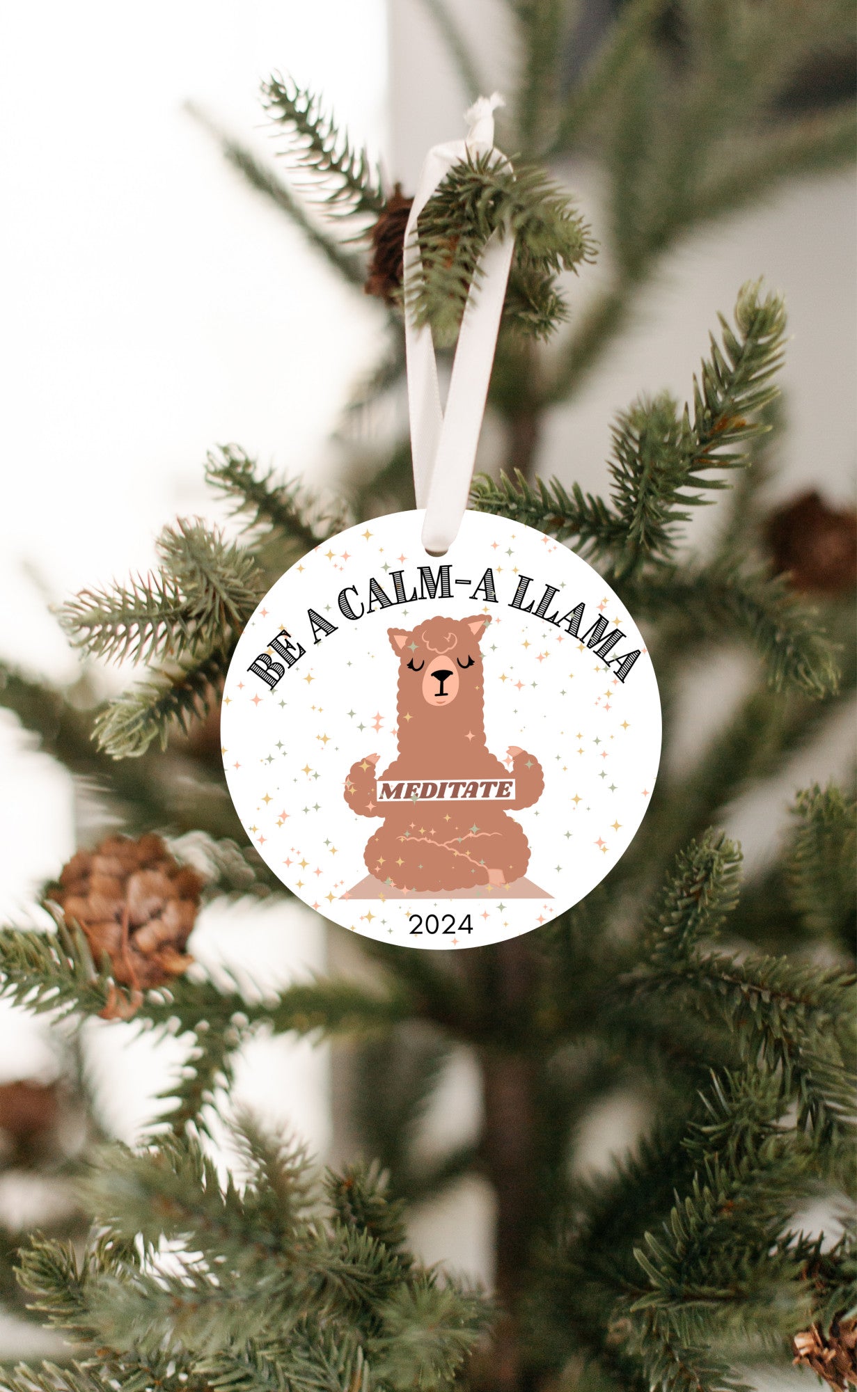 Ornament Meditating Llama Be a Calm-Llama 2024