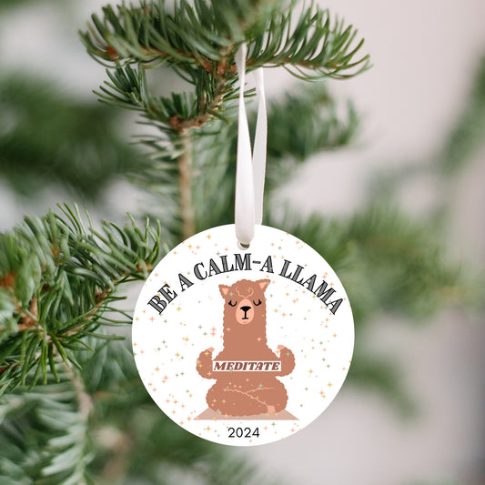 Ornament Meditating Llama Be a Calm-Llama 2024