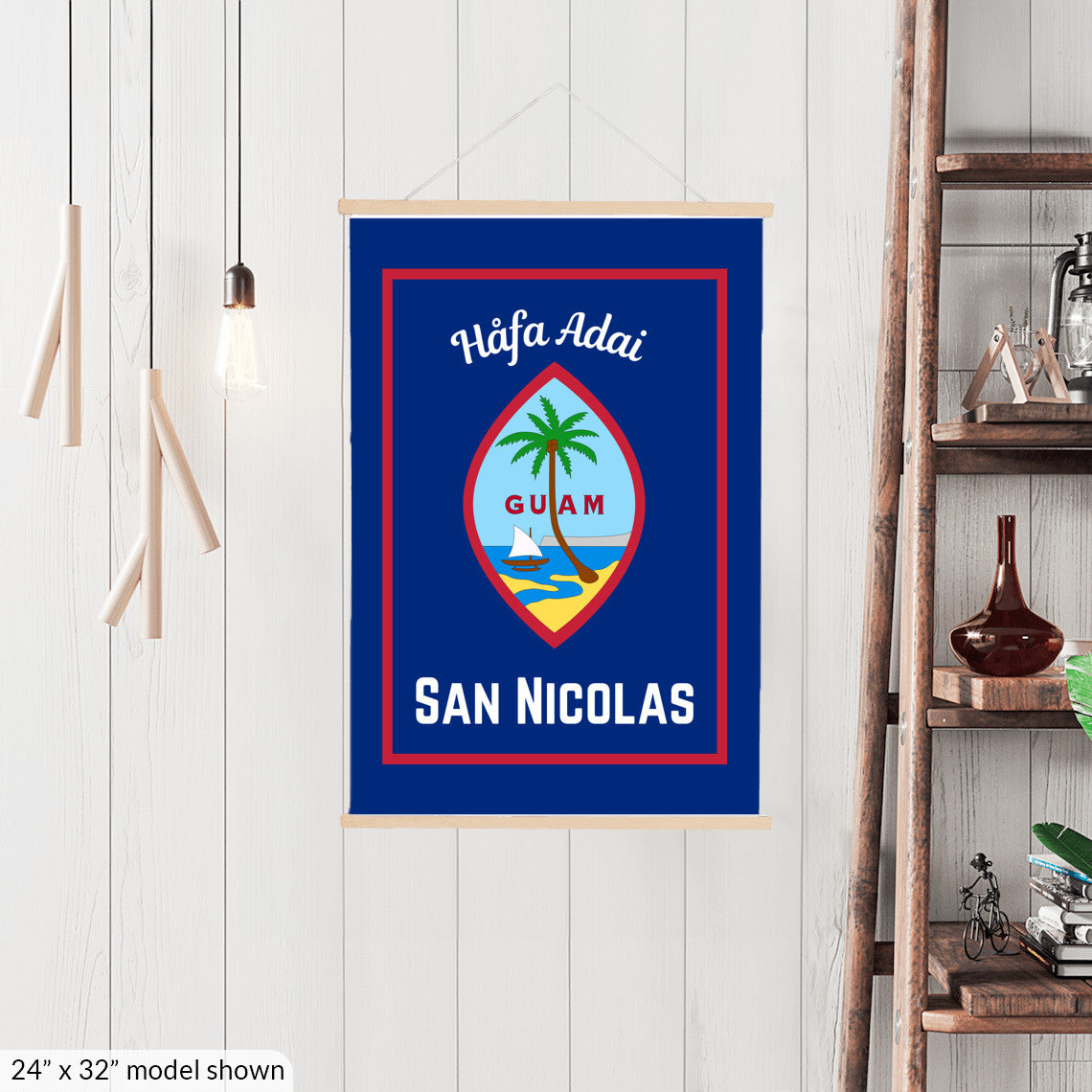 Personalized Guam family heritage hanging canvas custom Chamorro surname banner guamanian culture flag hafa adai wall art