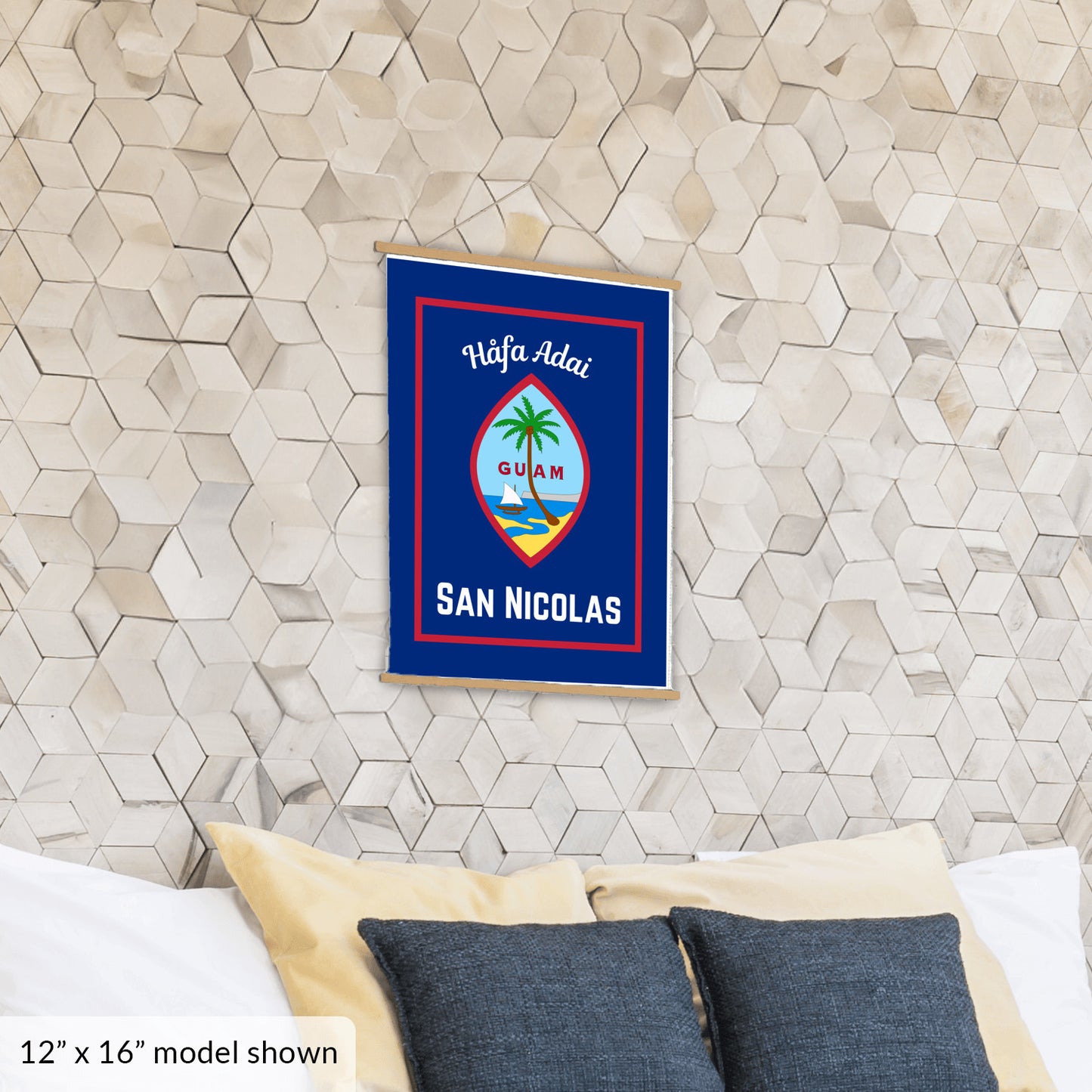 Personalized Guam family heritage hanging canvas custom Chamorro surname banner guamanian culture flag hafa adai wall art