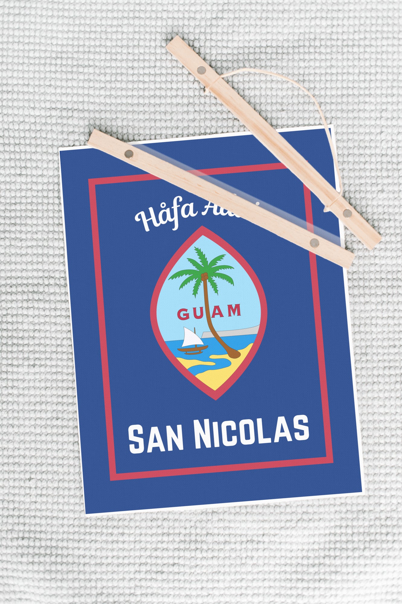 Personalized Guam family heritage hanging canvas custom Chamorro surname banner guamanian culture flag hafa adai wall art