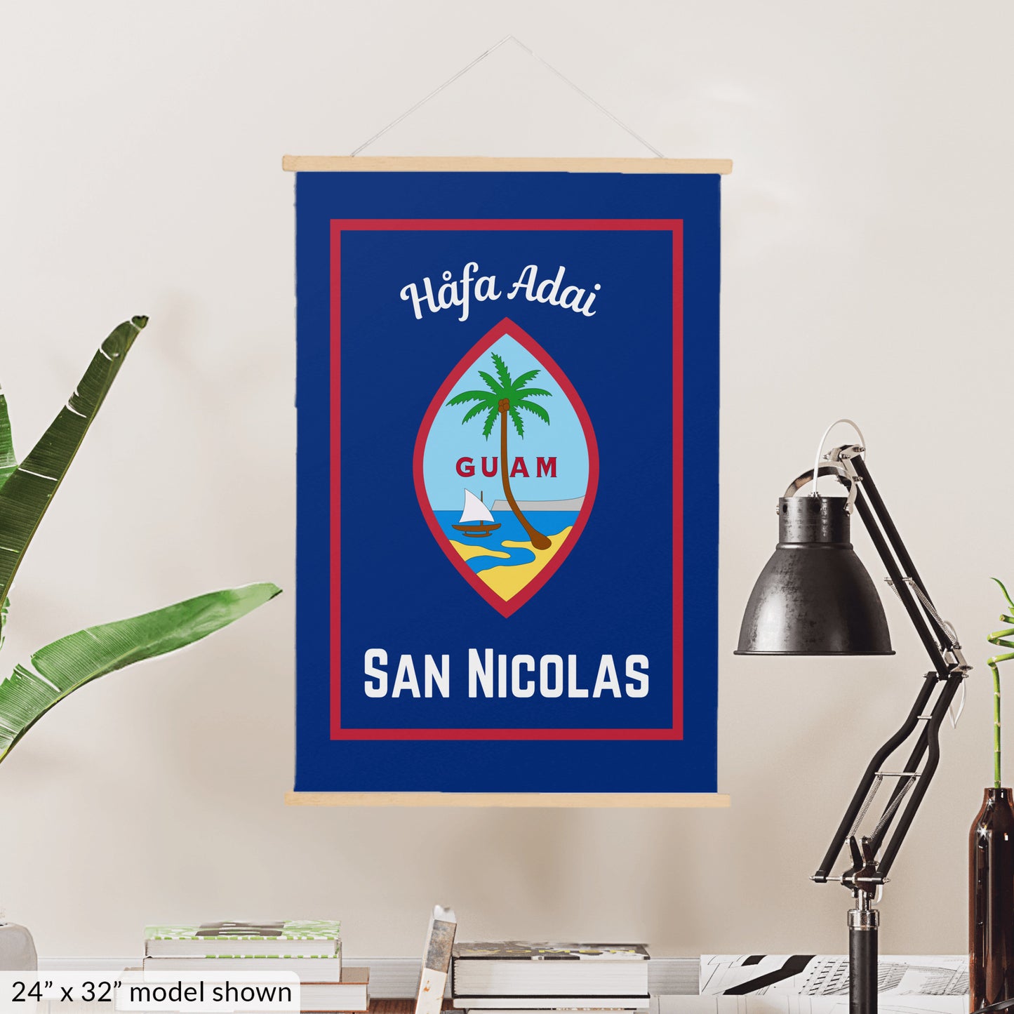 Personalized Guam family heritage hanging canvas custom Chamorro surname banner guamanian culture flag hafa adai wall art