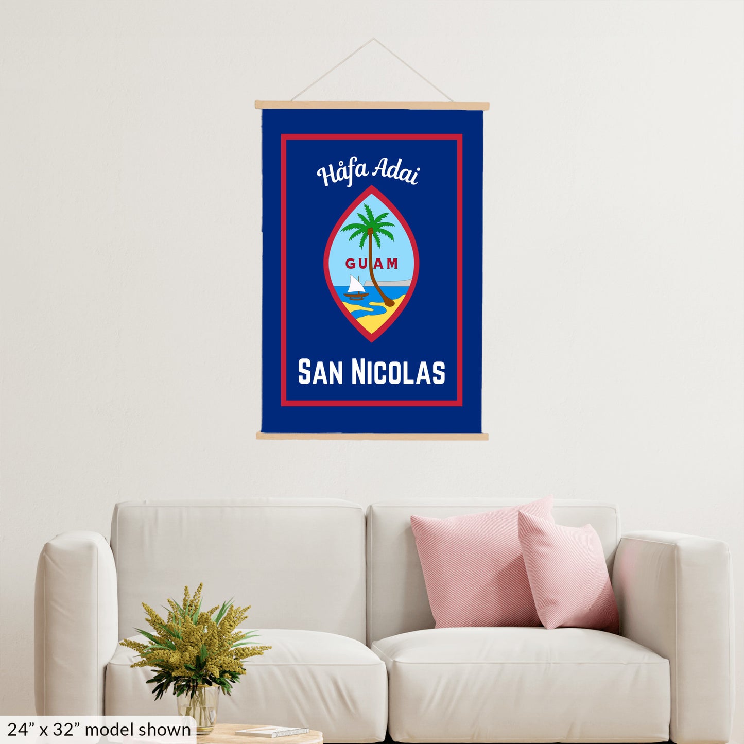 Personalized Guam family heritage hanging canvas custom Chamorro surname banner guamanian culture flag hafa adai wall art