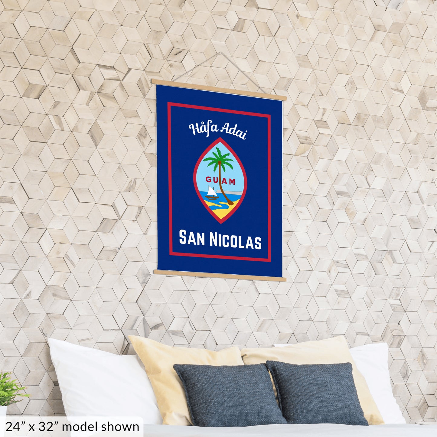 Personalized Guam family heritage hanging canvas custom Chamorro surname banner guamanian culture flag hafa adai wall art