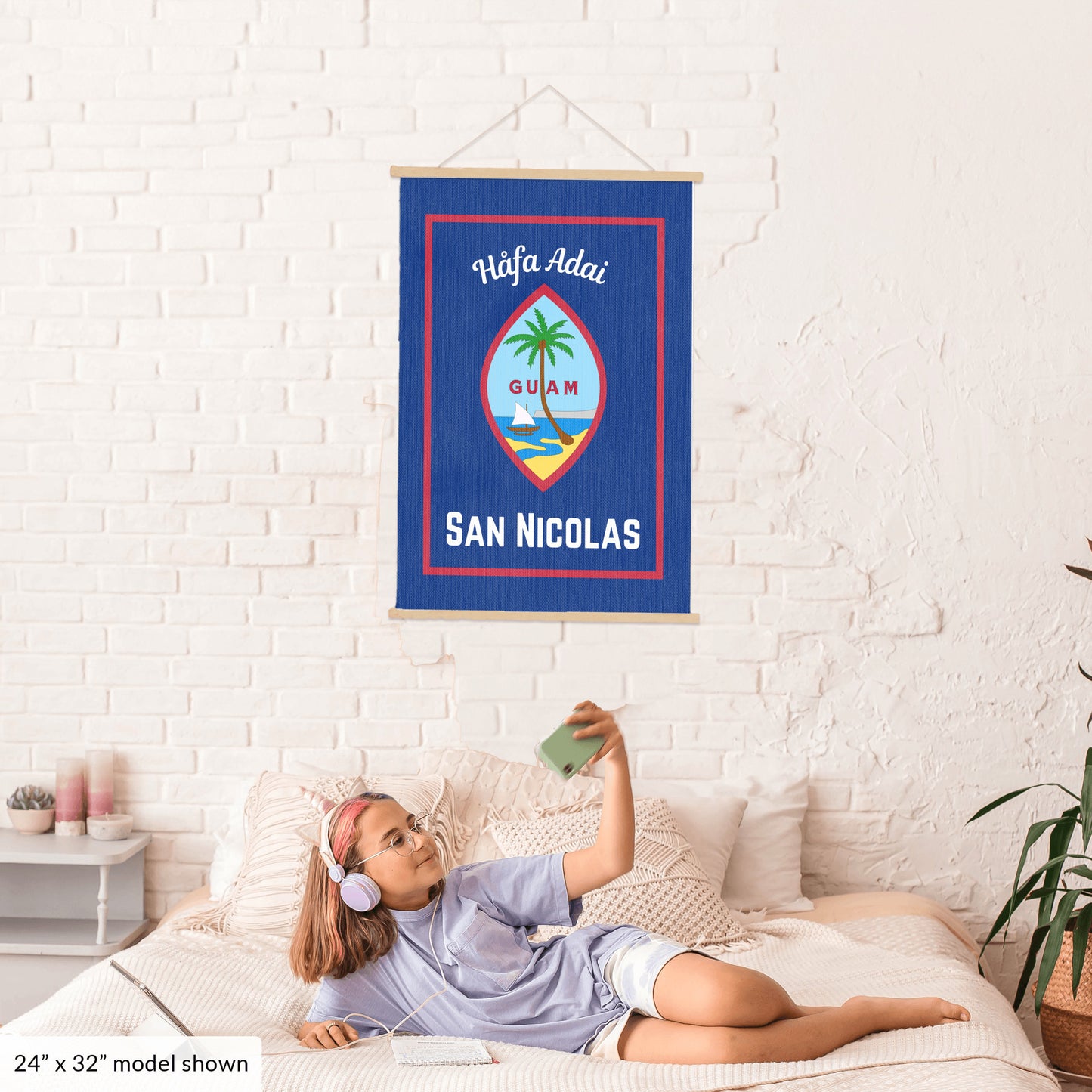 Personalized Guam family heritage hanging canvas custom Chamorro surname banner guamanian culture flag hafa adai wall art