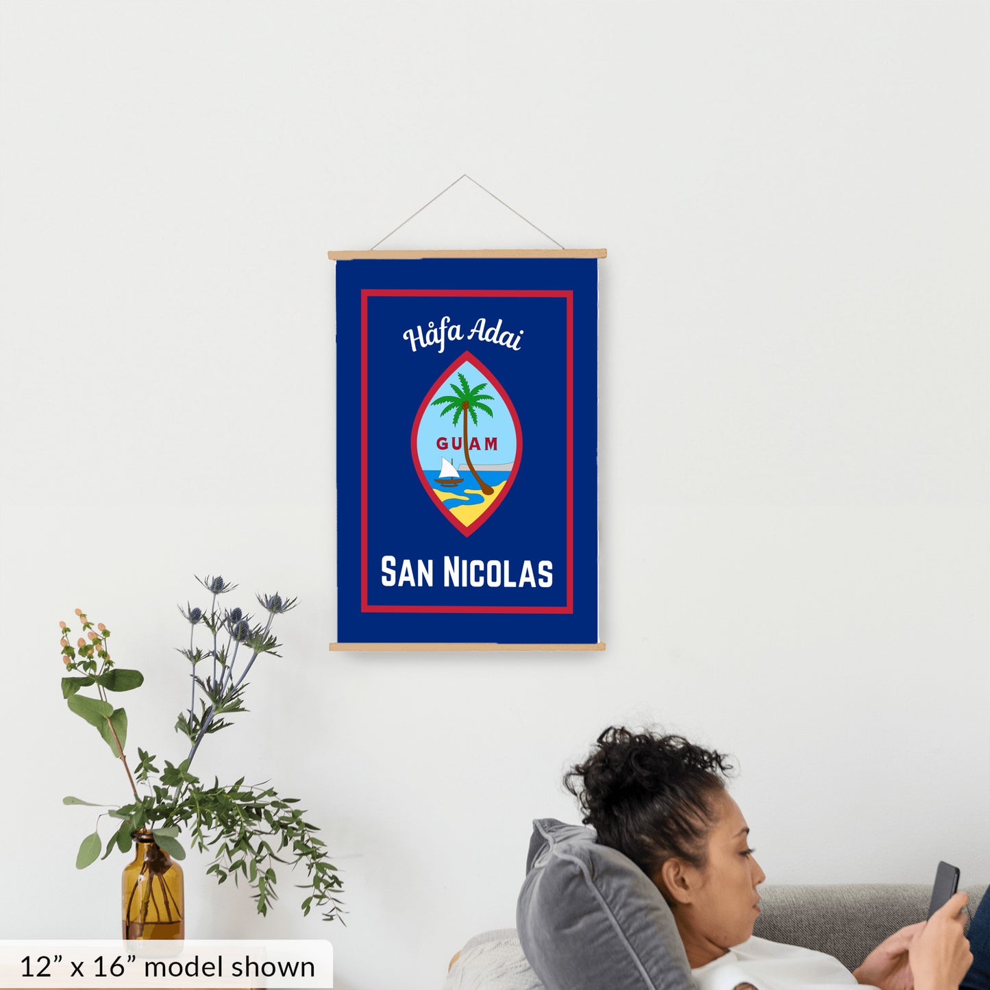 Personalized Guam family heritage hanging canvas custom Chamorro surname banner guamanian culture flag hafa adai wall art