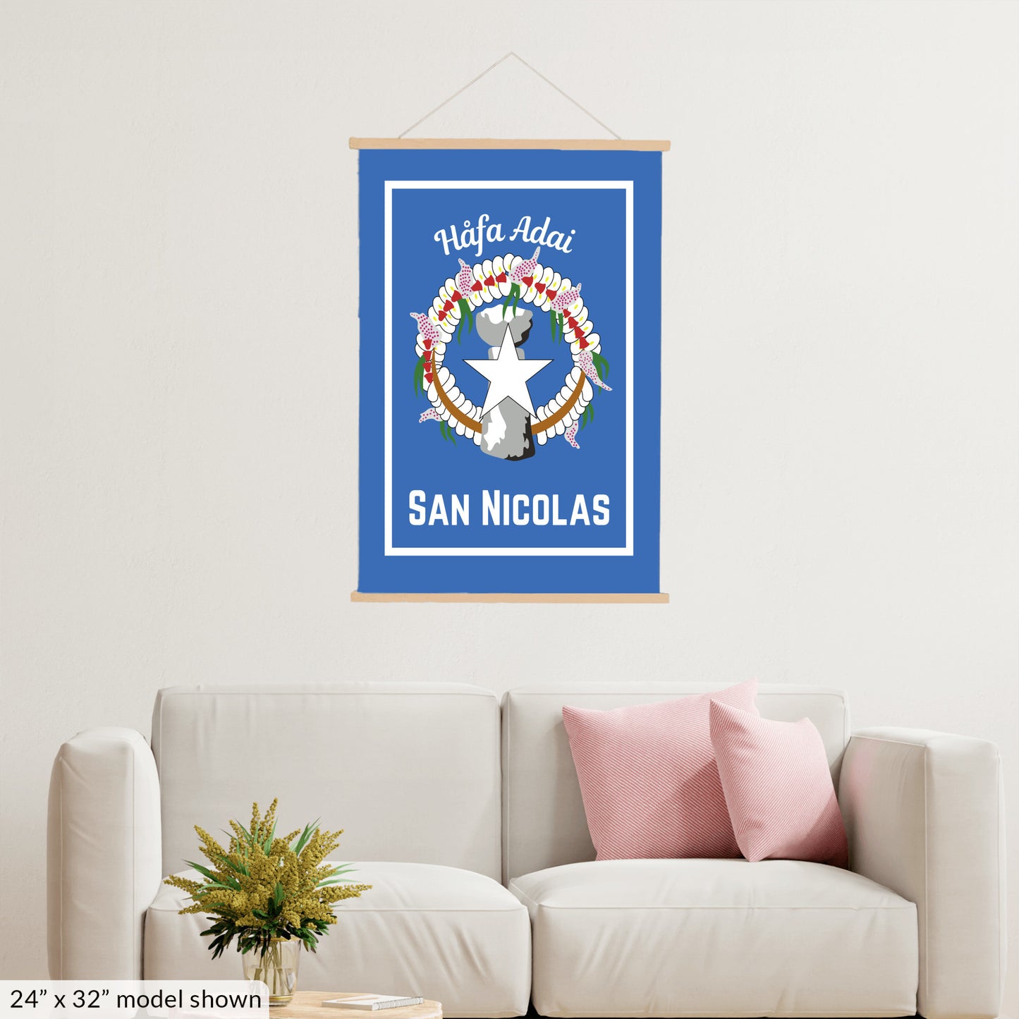 Personalized northern mariana island flag hanging canvas, chamorro heritage family surname banner, pacific island cultural wall art