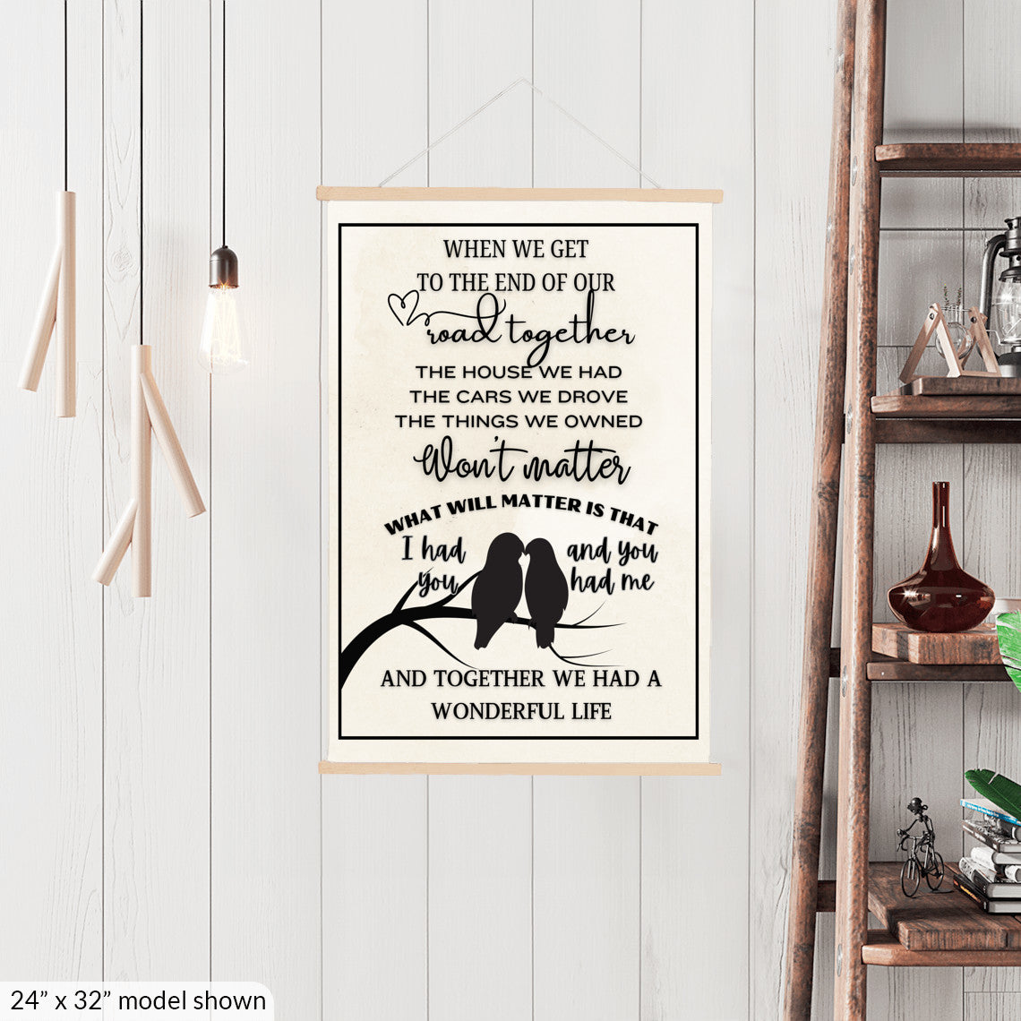 Two lovebirds silhouette sentimental heartfelt sign, sweetheart spouse memories wall art, couple wife husband quote canvas wall hanging