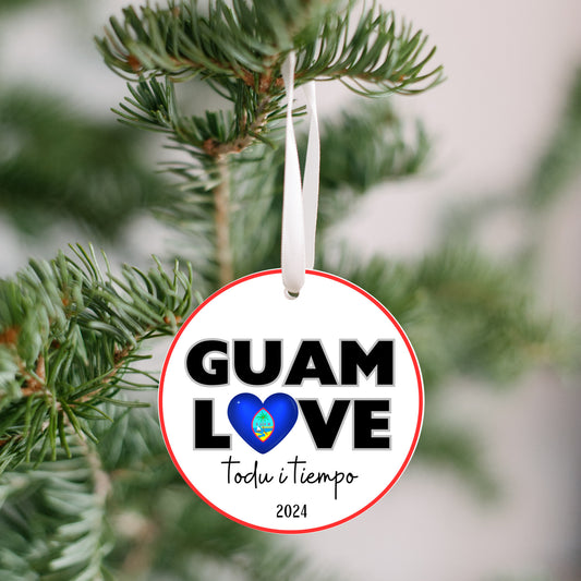 Guam love heart shaped seal ornament, todu i tiempu christmas decoration 2024, relatives family celebration, island culture