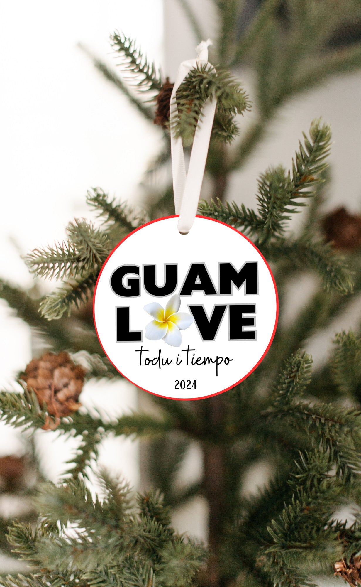 Guam love plumeria flower ornament, todu i tiempu christmas decoration 2024, relatives family celebration, island culture