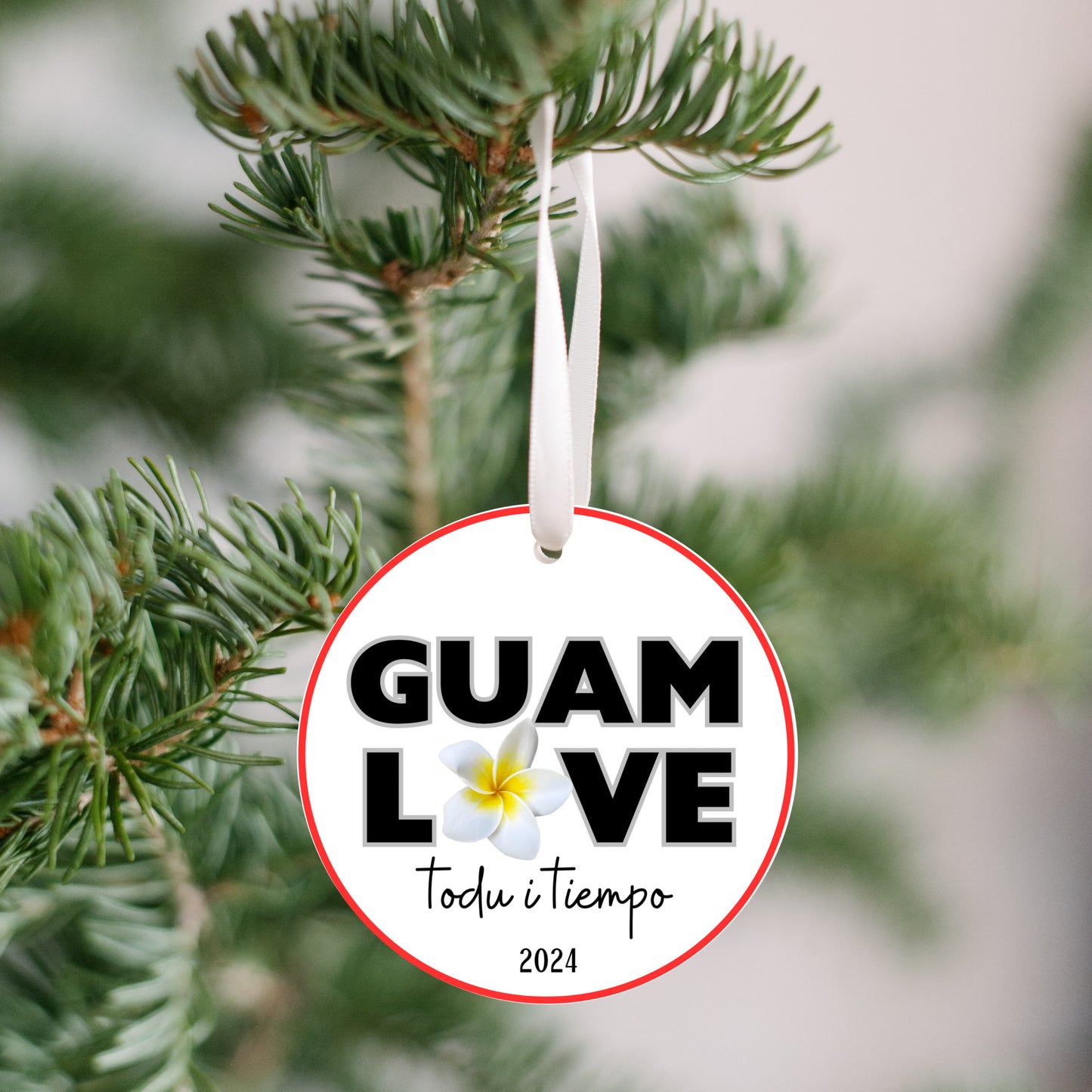 Guam love plumeria flower ornament, todu i tiempu christmas decoration 2024, relatives family celebration, island culture