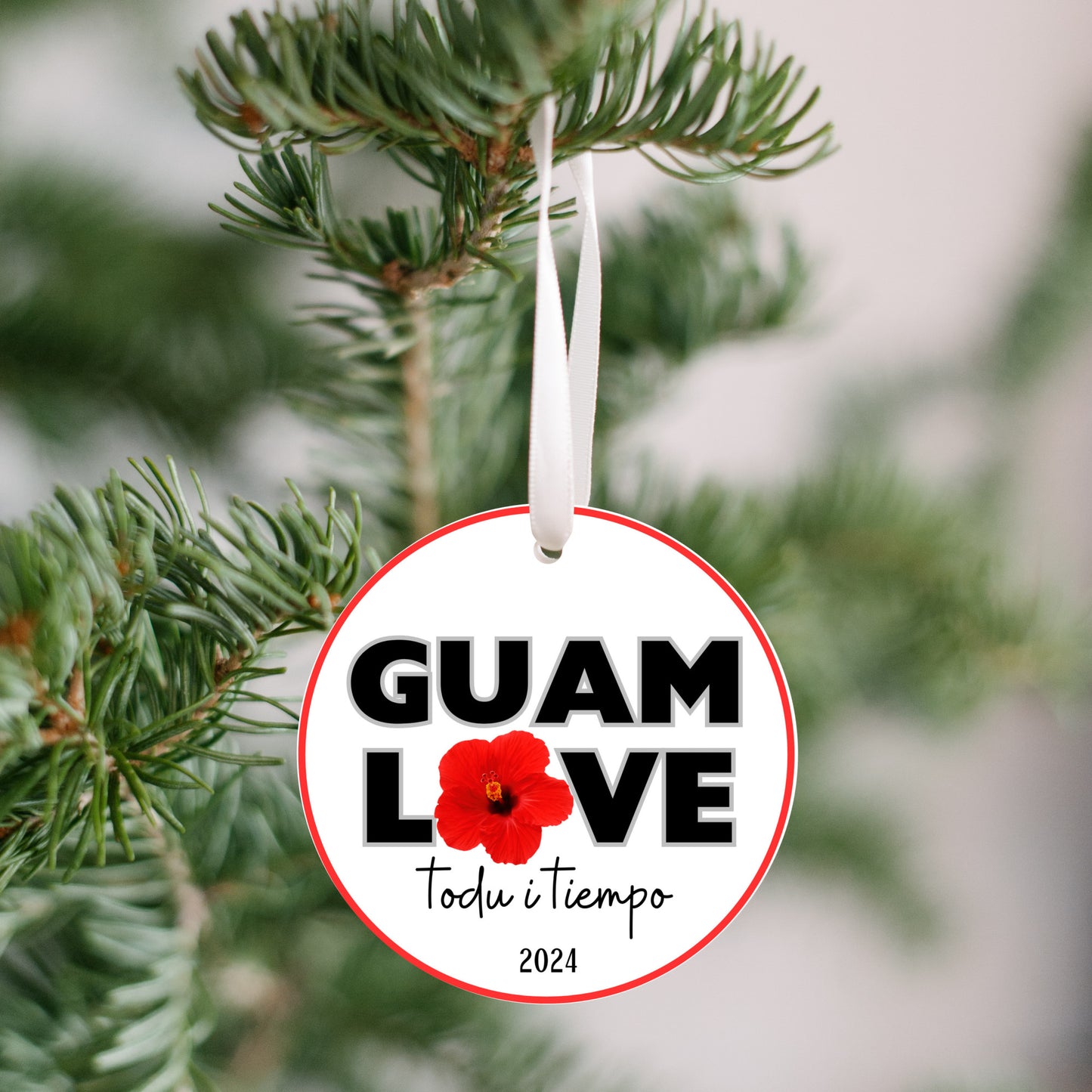 Guam love hibiscus flower ornament, todu i tiempu christmas decoration 2024, relatives family celebration, island culture