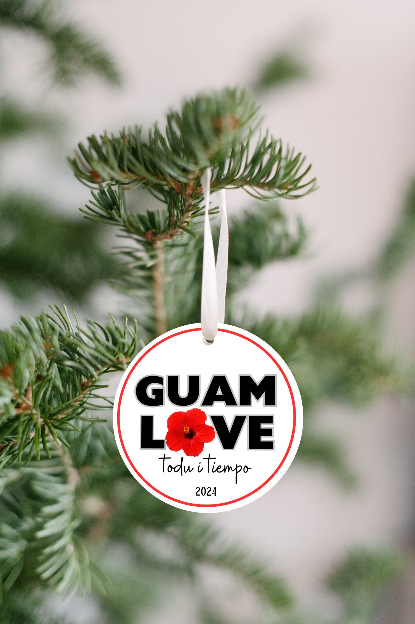 Guam love hibiscus flower ornament, todu i tiempu christmas decoration 2024, relatives family celebration, island culture