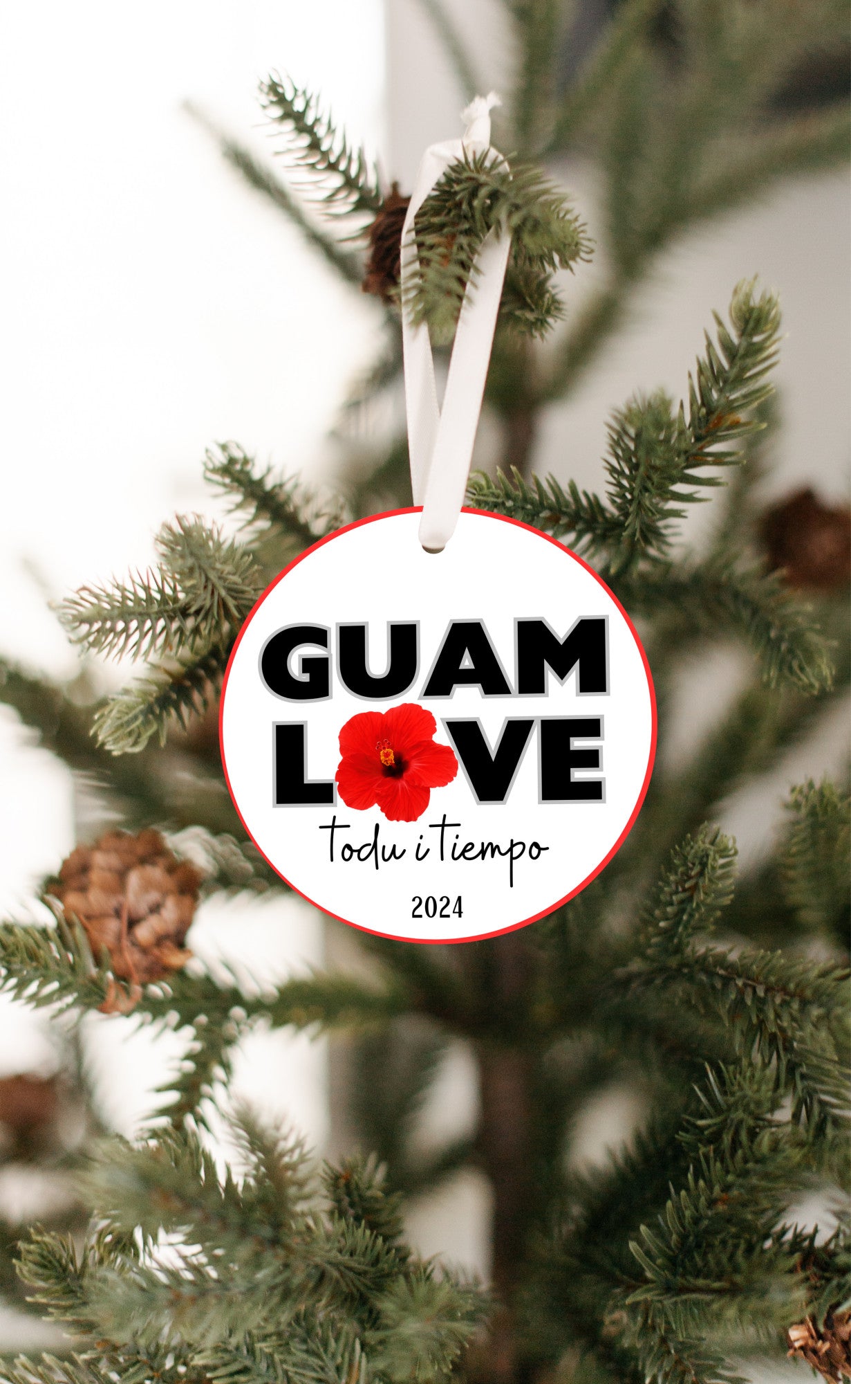 Guam love hibiscus flower ornament, todu i tiempu christmas decoration 2024, relatives family celebration, island culture