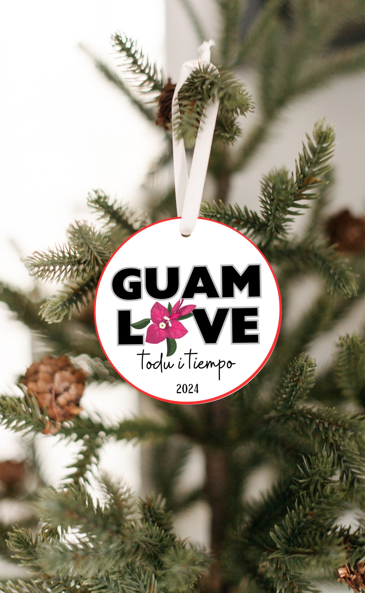 Guam love bougainvilla flower ornament, todu i tiempu christmas decoration 2024, relatives family celebration, island culture