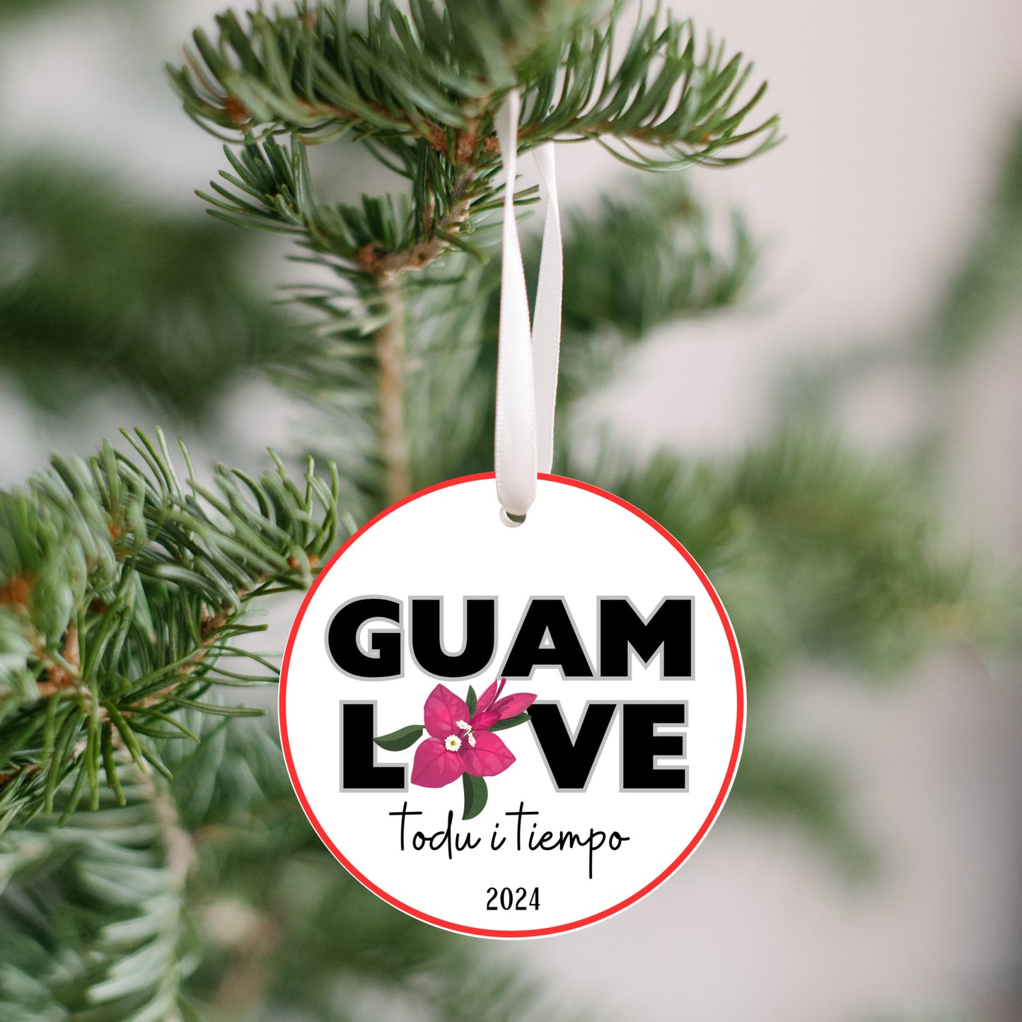 Guam love bougainvilla flower ornament, todu i tiempu christmas decoration 2024, relatives family celebration, island culture