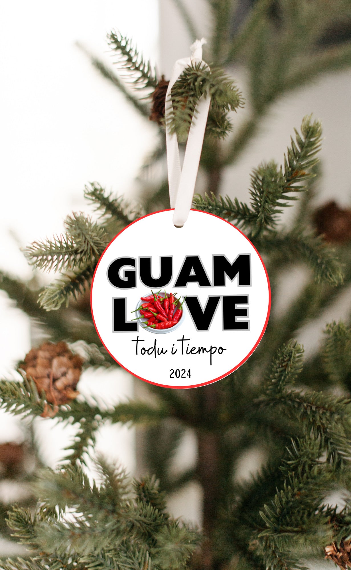 Guam love hot pepper ornament, todu i tiempu christmas decoration 2024, relatives family celebration, island culture