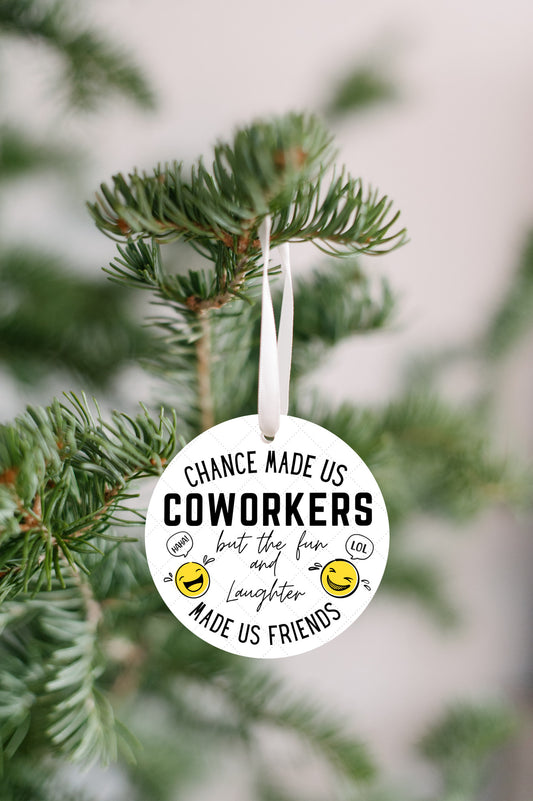 Coworker funny quote ornament, friendship office happy memory gift, colleague lol saying stocking stuffer, workmate laughing present