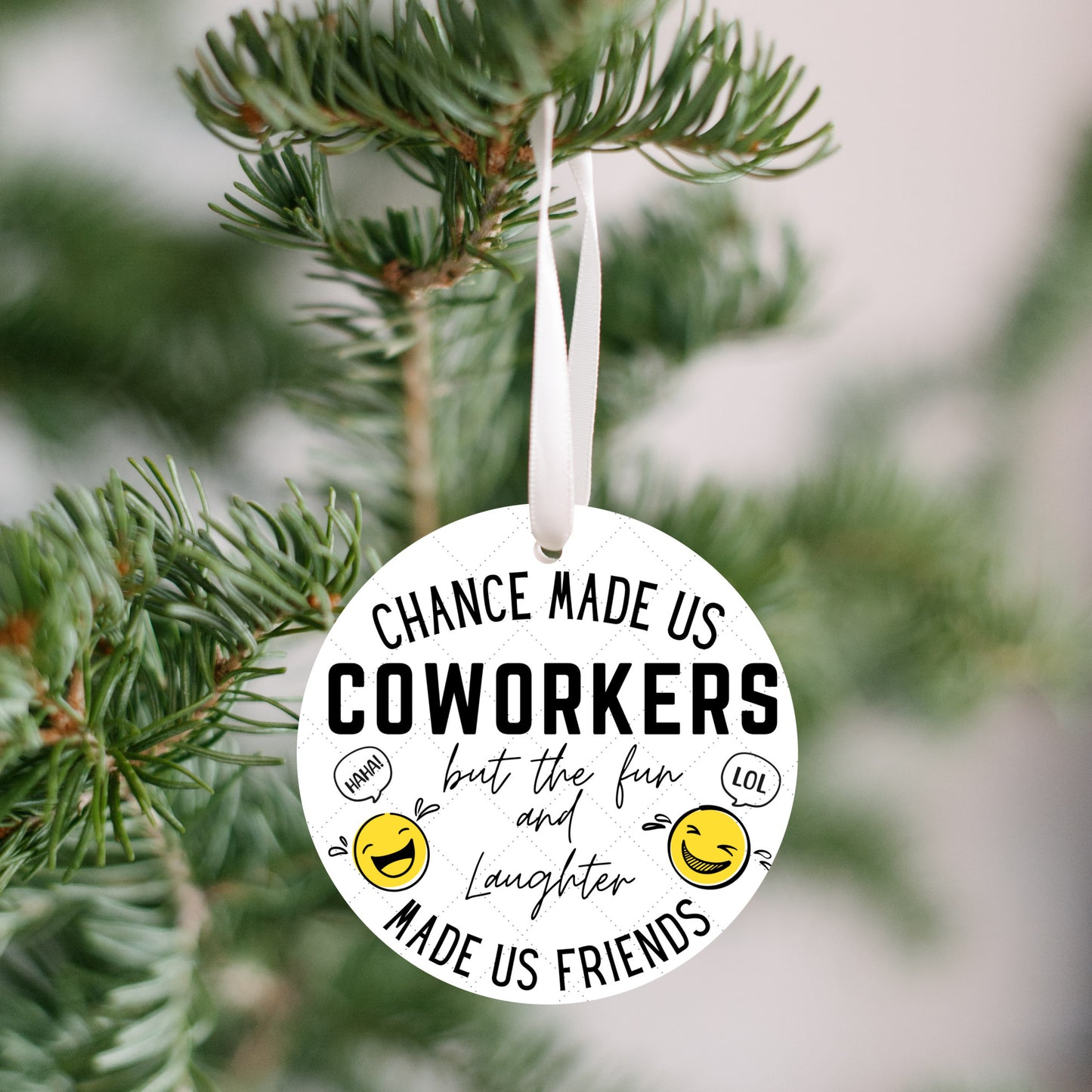 Coworker funny quote ornament, friendship office happy memory gift, colleague lol saying stocking stuffer, workmate laughing present