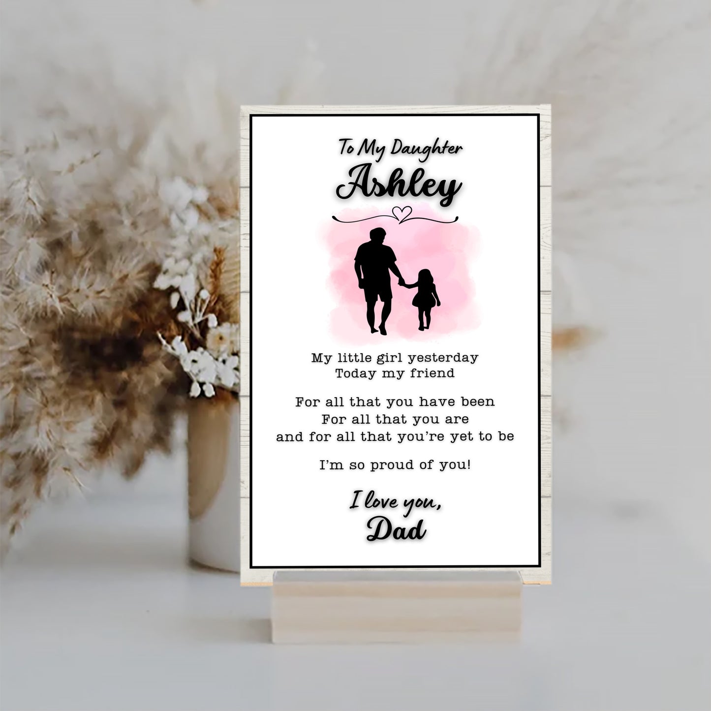 Personalized daughter sign from dad, sentimental heartfelt gift, family keepsake