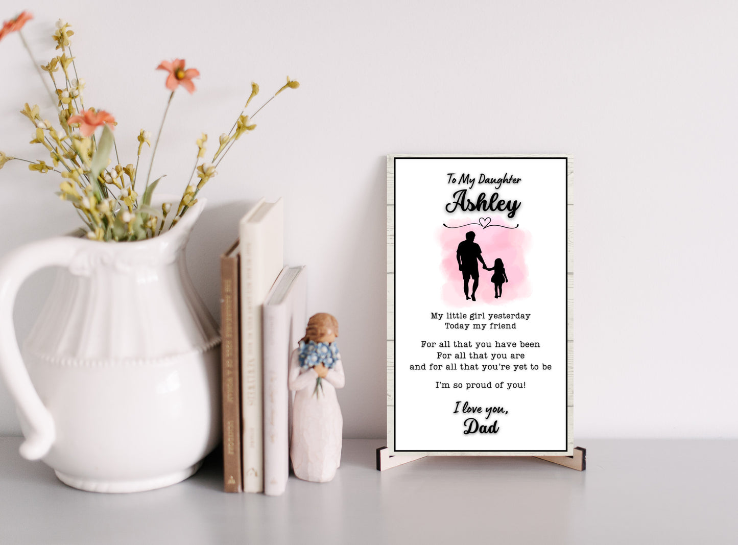 Personalized daughter sign from dad, sentimental heartfelt gift, family keepsake