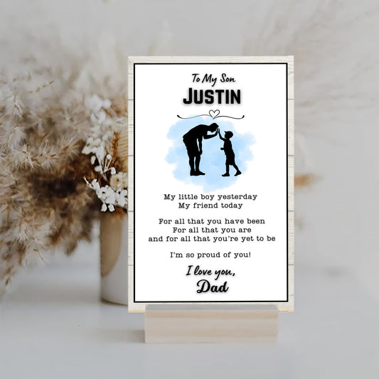 Personalized son sign from dad, sentimental heartfelt gift, family keepsake