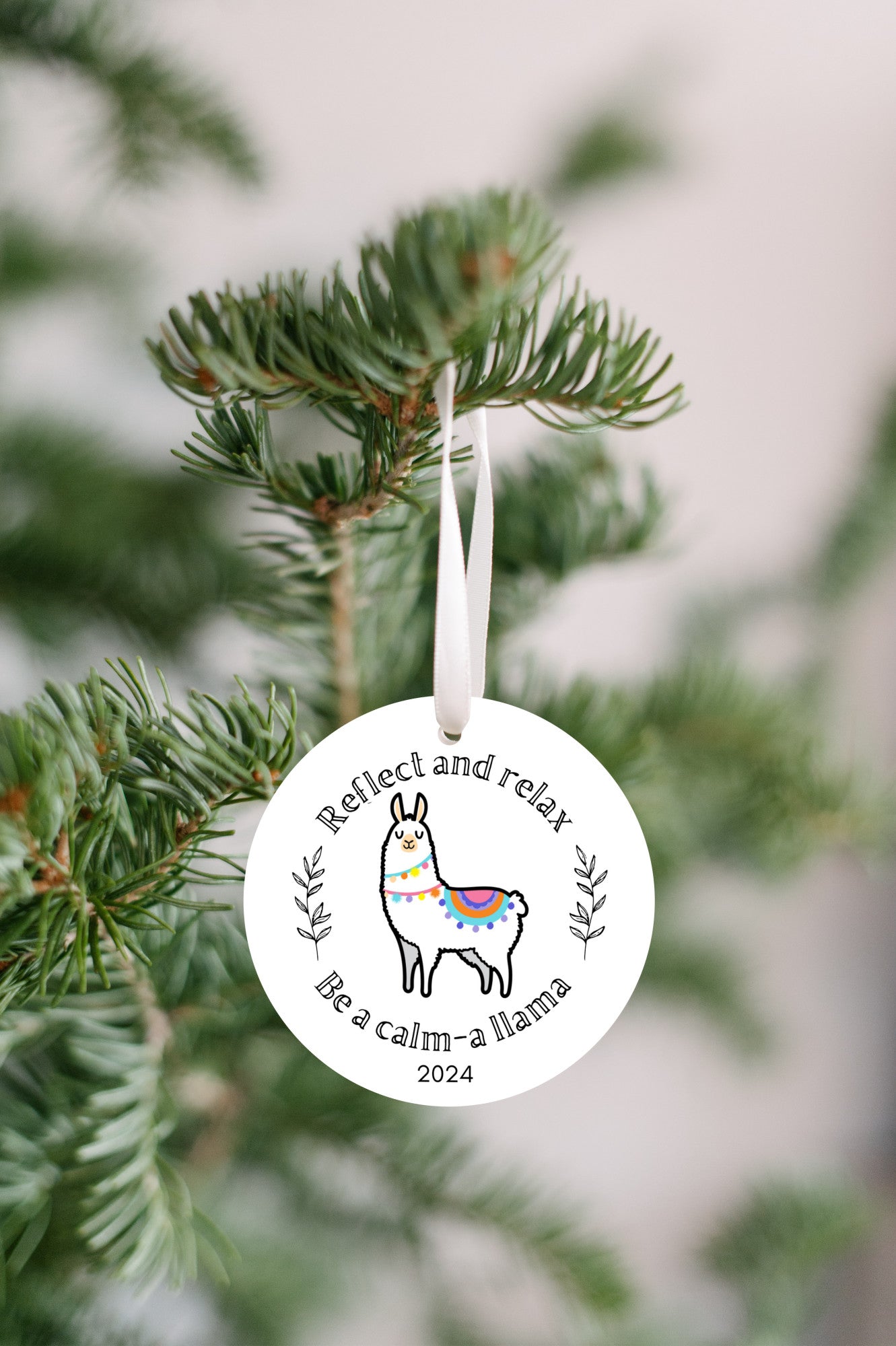 Llama christmas ornament 2024, mindfulness relaxation gift, funny present friend stocking stuffer