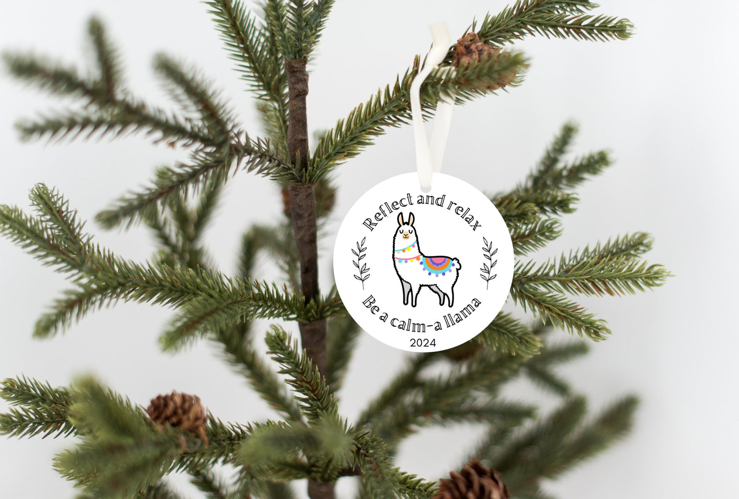 Llama christmas ornament 2024, mindfulness relaxation gift, funny present friend stocking stuffer