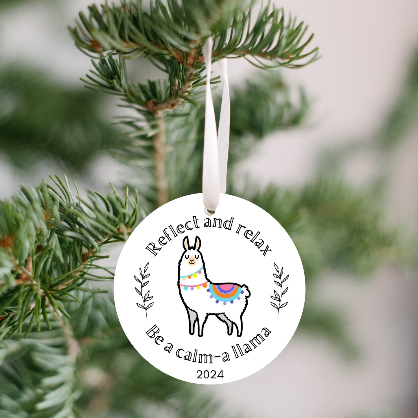 Llama christmas ornament 2024, mindfulness relaxation gift, funny present friend stocking stuffer