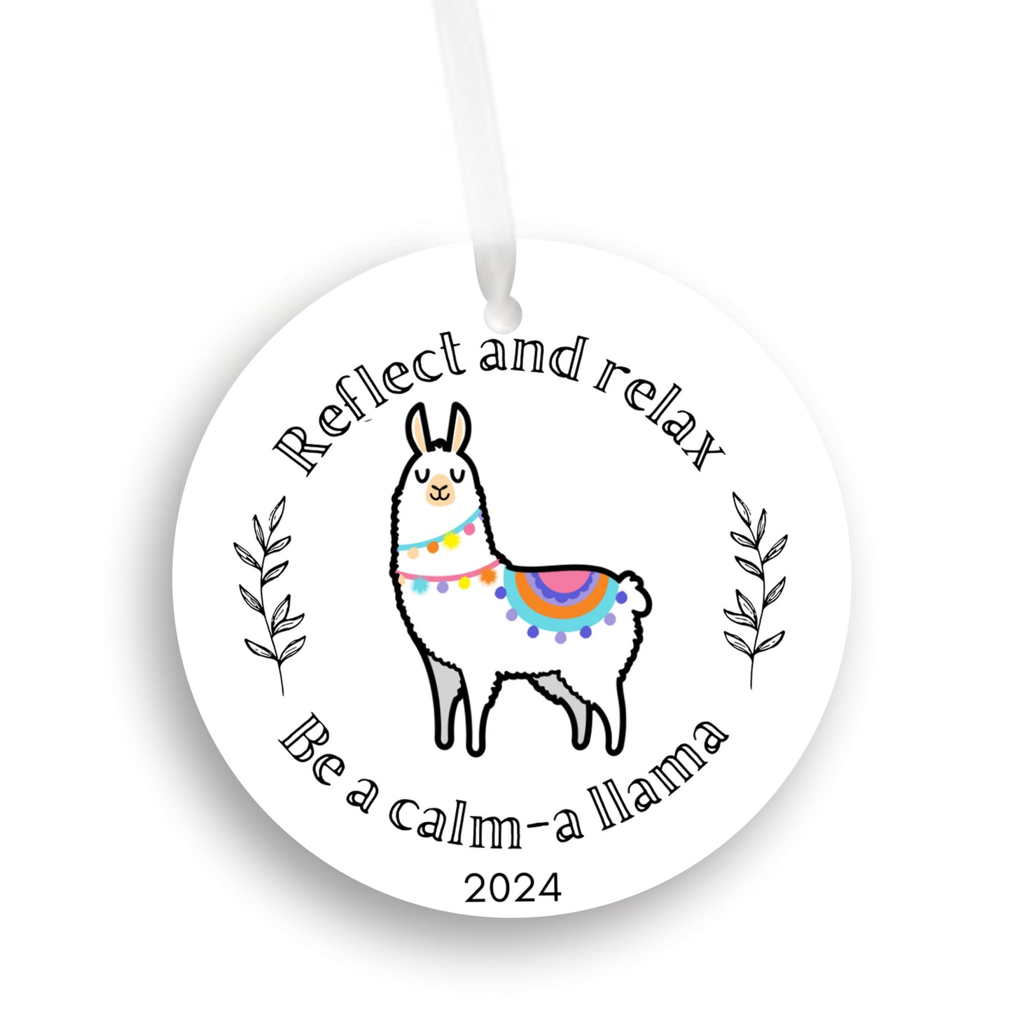 Llama christmas ornament 2024, mindfulness relaxation gift, funny present friend stocking stuffer