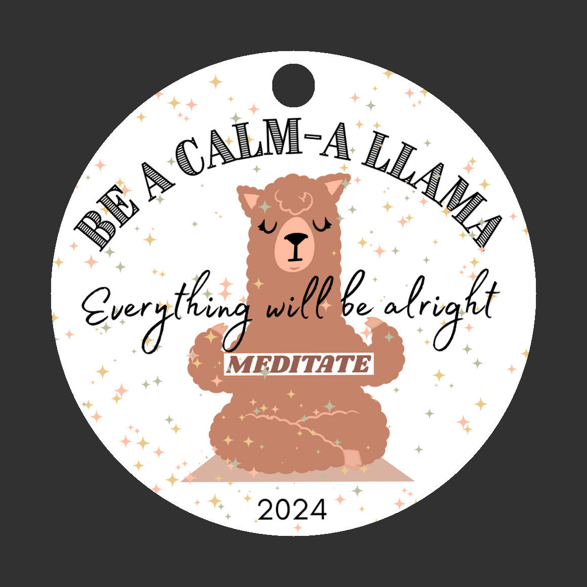 Llama meditation christmas ornament 2024, calm mindfulness gift, funny friend stocking stuffer