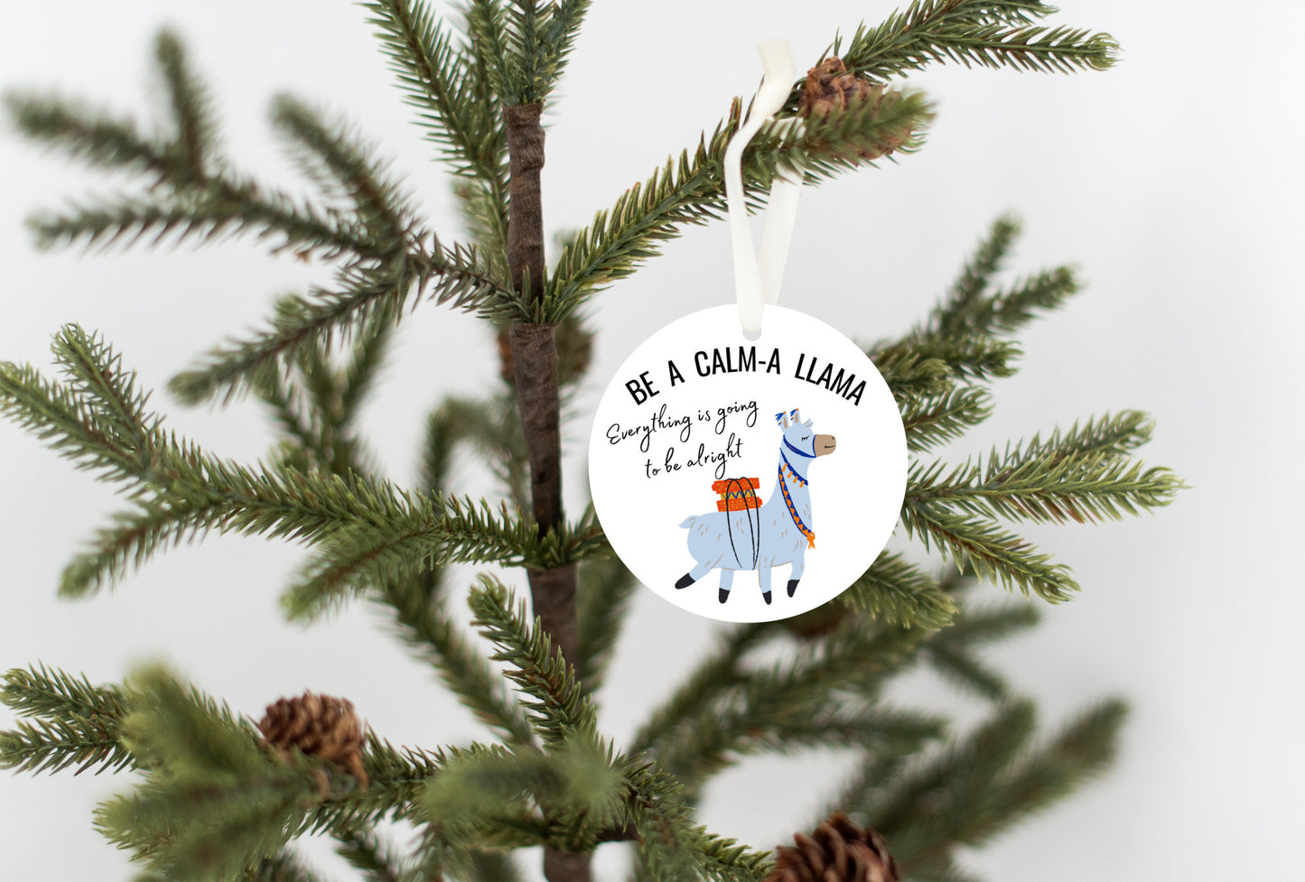 Llama christmas ornament 2024, mindfulness wellness positivity gift, fun stocking stuffer