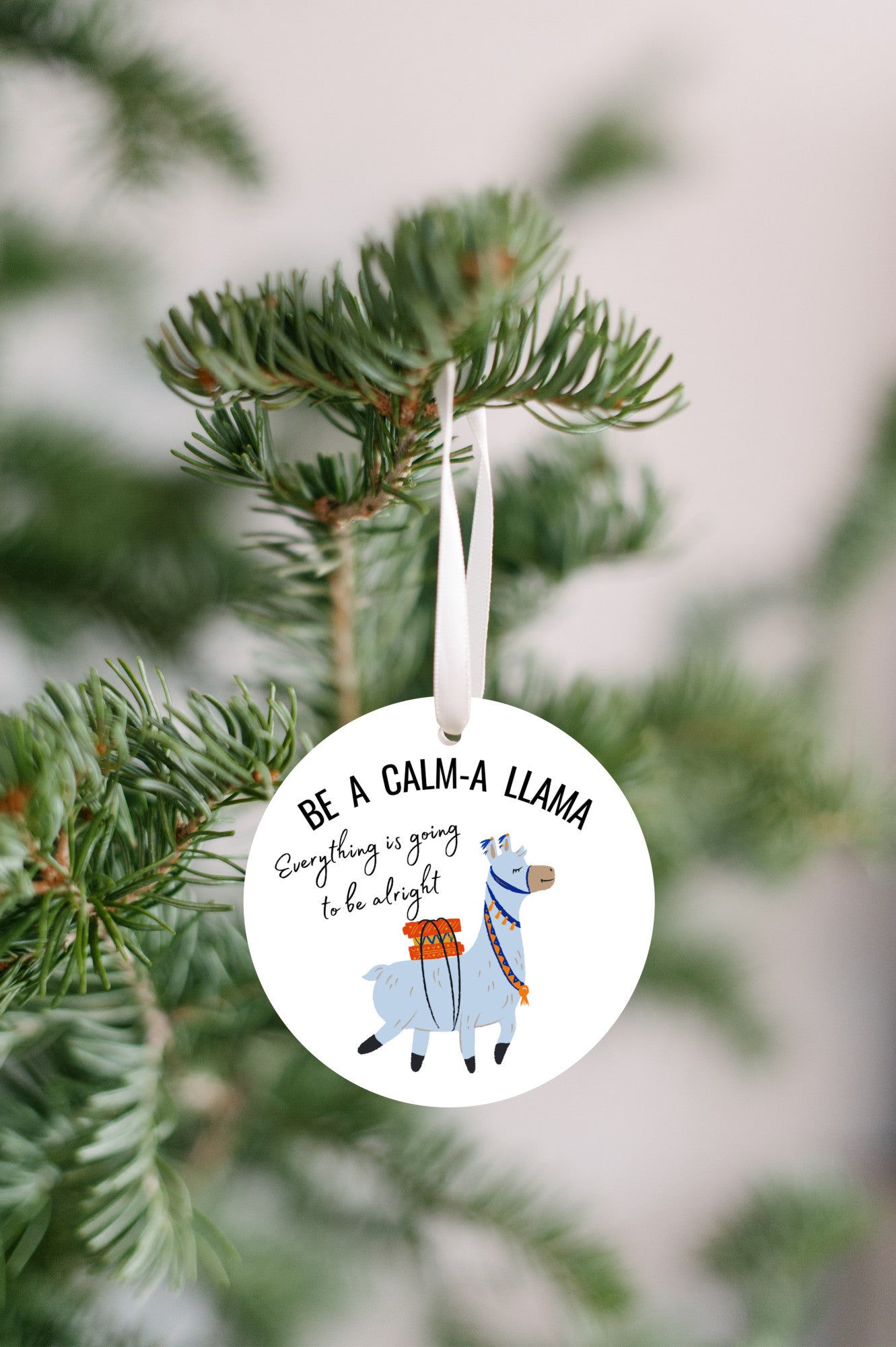 Llama christmas ornament 2024, mindfulness wellness positivity gift, fun stocking stuffer