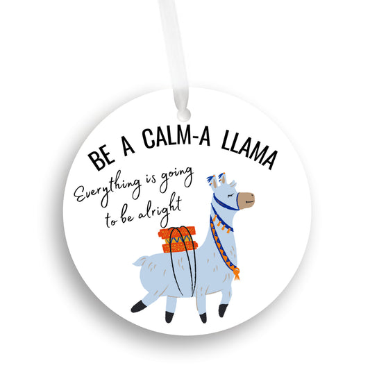 Llama christmas ornament 2024, mindfulness wellness positivity gift, fun stocking stuffer